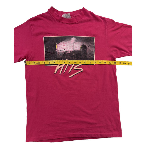 Vintage HITS Interface Shirt Mens Medium Pink Graphic Hanes Beefy-T Made USA 80s - Picture 8 of 9